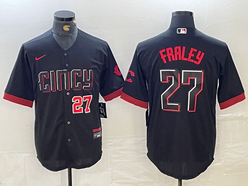 Men Cincinnati Reds #27 Fraley Black City Edition Nike 2024 MLB Jersey style 3->->MLB Jersey